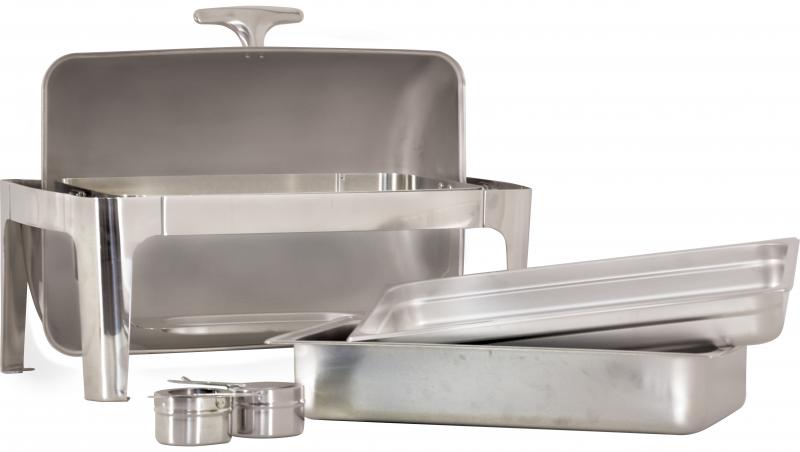 9 L / 9.5 QT Stainless Steel Round Chafing Dish with Roll Top Cover